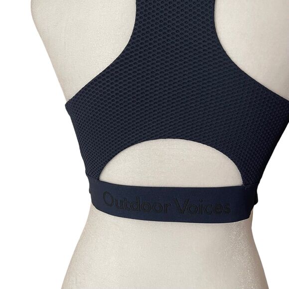 Outdoor Voices Small Sports Bra Racerback Cutout Space Dye Blue Black - Picture 5 of 8